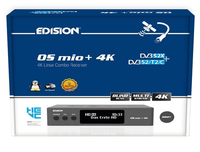 Edision OS MIO 4k UHD Combo Receiver DVB-S2X S2/T2/C Linux H.265 weiß Wifi 